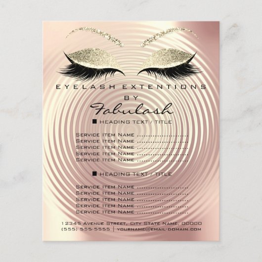 Make-up Beauty Salon Glitter Flyer Rose Goud Slank (Voorkant)