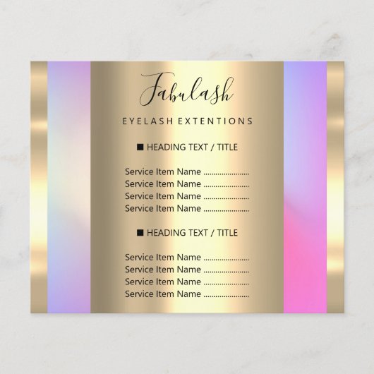 Make-up Beauty Salon Haar Nagel Roze Prijslijst Flyer (Voorkant)