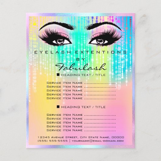 Make-up Beauty Salon Roos Glitter Holografie Eenho Flyer (Voorkant)