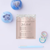 Make-up Beauty Salon Roze Glitter Flyer Grijs Drup (Enkel)