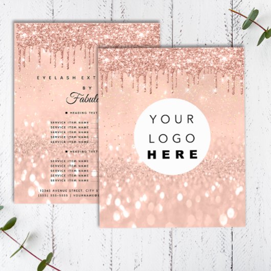 Make-up Beauty Salon Roze Glitter Prijs Logo Flyer