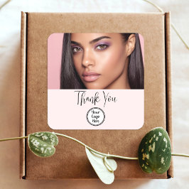 Make-up Bedankt Foto Blush Roze Script Uw Logo Vierkante Sticker