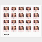 Make-up Bedankt Foto Blush Roze Script Uw Logo Vierkante Sticker (Vel)