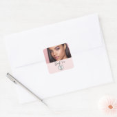 Make-up Bedankt Foto Blush Roze Script Uw Logo Vierkante Sticker (Envelop)