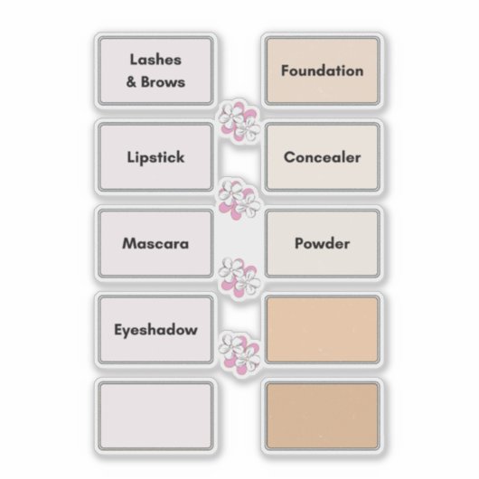 Make-up Bin Organisatie Vanity Vinyl Labels (Voorkant)