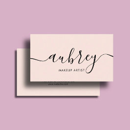 Make-up Blush Roze Calligrafie Minimalistisch Meis Visitekaartje