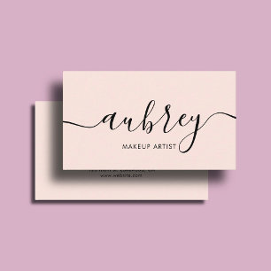 Make-up Blush Roze Calligrafie Minimalistisch Meis Visitekaartje
