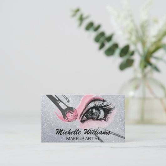 Make-up borstels aanbrengen van make-up visitekaartje (Staand voorkant)