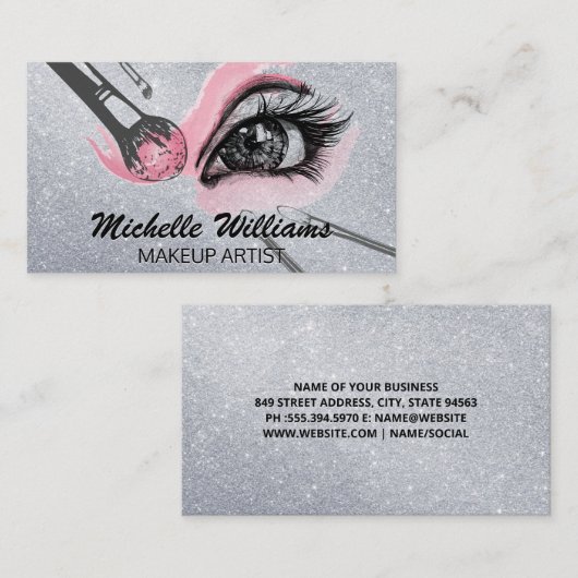 Make-up borstels aanbrengen van make-up visitekaartje (Voorkant / Achterkant)