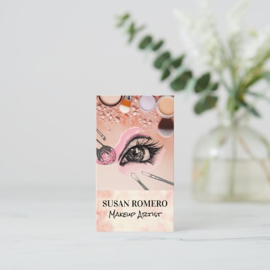 Make-up borstels en foundation | Oogwimpers Afsprakenkaartje (Staand voorkant)