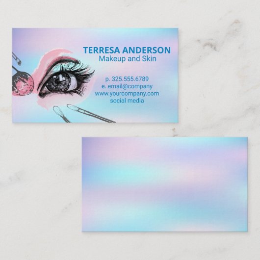 Make-up borstels en wimpers visitekaartje (Voorkant / Achterkant)