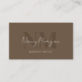 Make-up Bruin Monogram QR Code Logo Visitekaartje (Voorkant)