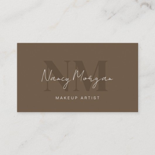Make-up Bruin Monogram QR Code Logo Visitekaartje (Voorkant)
