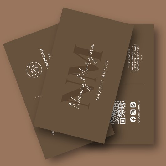 Make-up Bruin Monogram QR Code Logo Visitekaartje