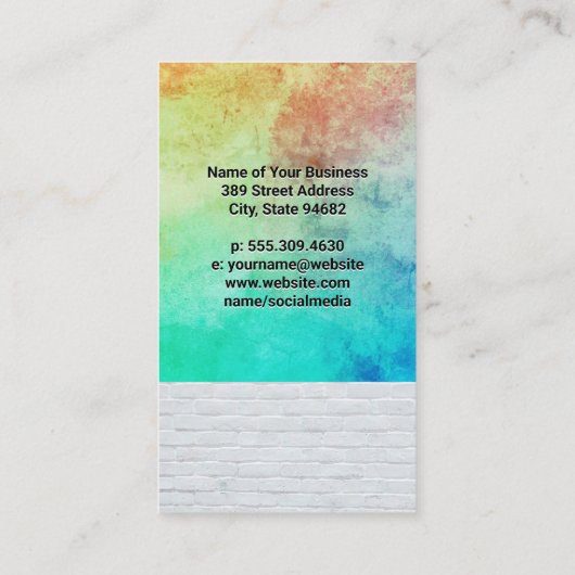 Make-up Compact | Wit Baksteen Textuur Verf Afsprakenkaartje (Achterkant)