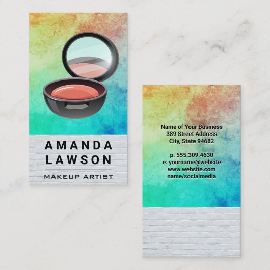 Make-up Compact | Wit Baksteen Textuur Verf Afsprakenkaartje (Voorkant / Achterkant)