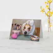 make-up Corgi Birthday wenskaart Kaart (Gele Bloem)