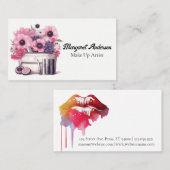 Make-up cosmetica borstels en bloemen visitekaartje (Voorkant / Achterkant)