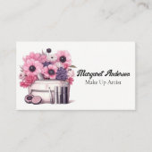Make-up cosmetica borstels en bloemen visitekaartje (Voorkant)