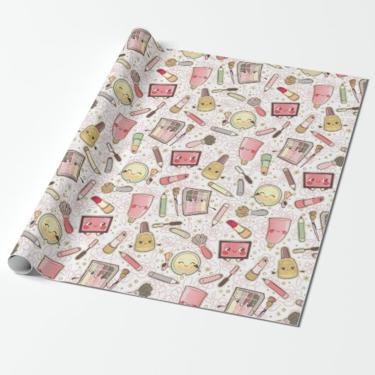 make-up Cosmetics Wrapping Paper Cadeaupapier (Uitgerold)