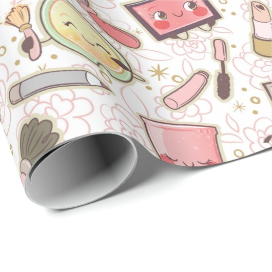 make-up Cosmetics Wrapping Paper Cadeaupapier (Rol Hoek)