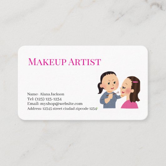 make-up diensten bewerkbare visitekaart visitekaartje (Voorkant)