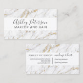 Make-up elegante typografie goud glitter marmer visitekaartje (Voorkant / Achterkant)