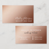 Make-up elegante typografie koper metallic gradiën visitekaartje (Voorkant / Achterkant)