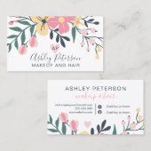 Make-up elegante typografie pastel bloemenboeket visitekaartje (Voorkant / Achterkant)