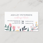 Make-up elegante typografie pastel bloemenboeket visitekaartje (Achterkant)