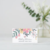 Make-up elegante typografie pastel bloemenboeket visitekaartje (Staand voorkant)