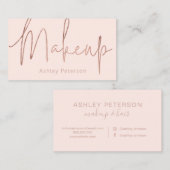 Make-up elegante typografie roos goud blush roze visitekaartje (Voorkant / Achterkant)