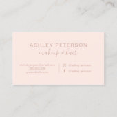 Make-up elegante typografie roos goud blush roze visitekaartje (Achterkant)