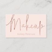 Make-up elegante typografie roos goud blush roze visitekaartje (Voorkant)