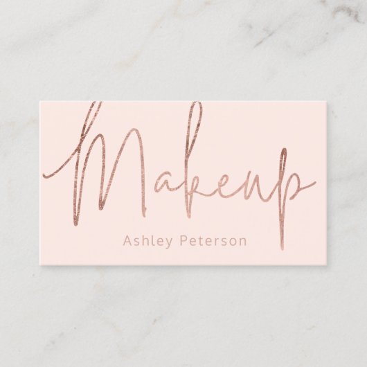 Make-up elegante typografie roos goud blush roze visitekaartje (Voorkant)