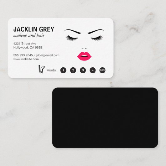 Make-up- en haar-loyaliteit | Salon Klantenkaartje (Voorkant / Achterkant)