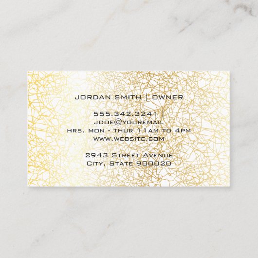 Make-up en haarpictogram | Gouden Textuur Achtergr Visitekaartje (Achterkant)