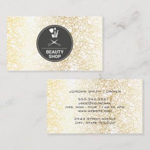 Make-up en haarpictogram Gouden Textuur Achtergr Visitekaartje