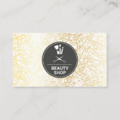 Make-up en haarpictogram | Gouden Textuur Achtergr Visitekaartje (Voorkant)