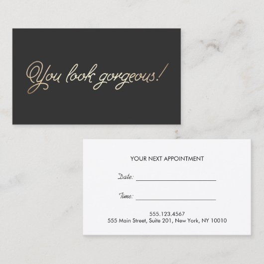 Make-up en Haarstylist Gold Typografie Afspraak Afsprakenkaartje (Voorkant / Achterkant)