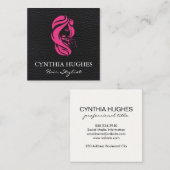 Make-up en haarstylist | leer vierkante visitekaartje (Voorkant / Achterkant)