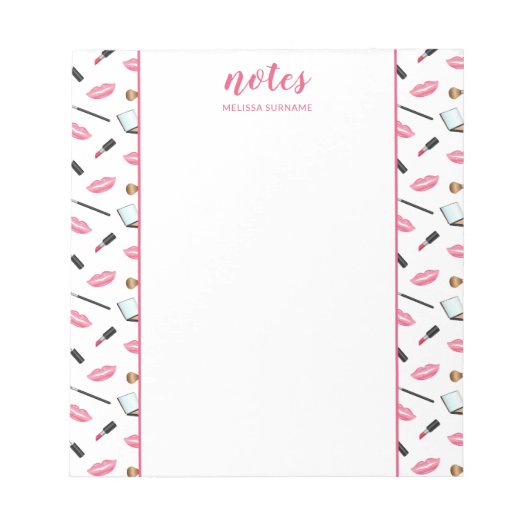 Make-up en lippen als randen met gepersonaliseerde notitieblok (Voorkant)
