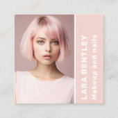 Make-up en nagels sociale media QR-code Vierkante Visitekaartje (Voorkant)