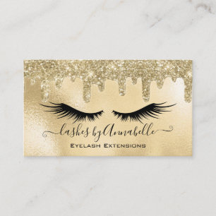 Make-up EyeLashes Sparkle Glitter Drip Blush Gold Visitekaartje