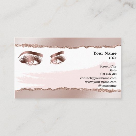 Make-up Eyes Lashes Roos Goud Marmer Gescheurd pap Visitekaartje (Achterkant)