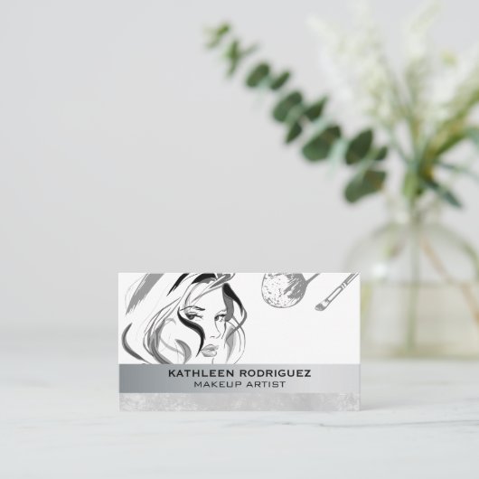 Make-up geborsteld vrouw Posing Visitekaartje (Staand voorkant)