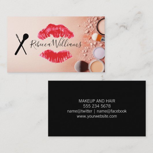 Make-up gereedschap | Lippenstift Kus Vlek Visitekaartje (Voorkant / Achterkant)