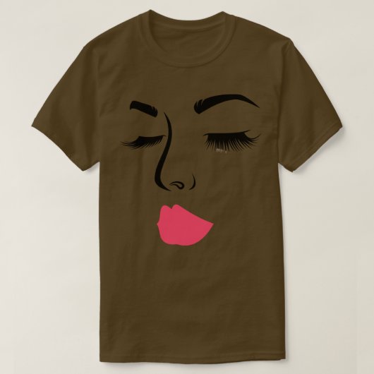 Make Up Gezicht Vrouwen Meisjes Roze Lippen Wimper T-shirt (Design voorkant)