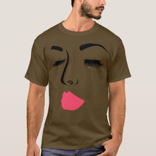 Make Up Gezicht Vrouwen Meisjes Roze Lippen Wimper T-shirt