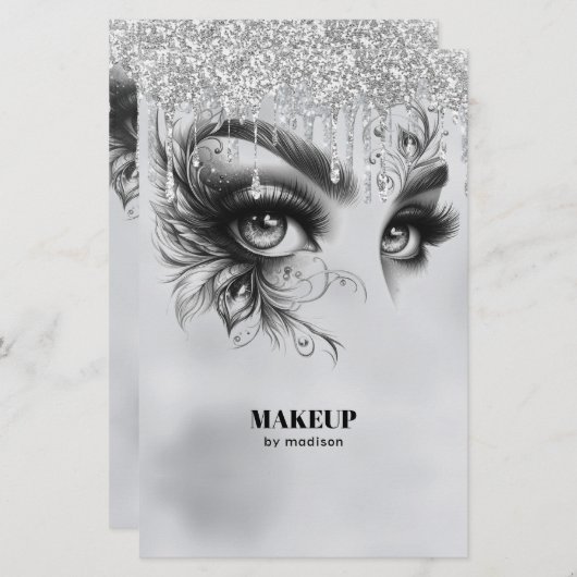 Make-up Glam Dripping zilver Glitter (Voorkant / Achterkant)